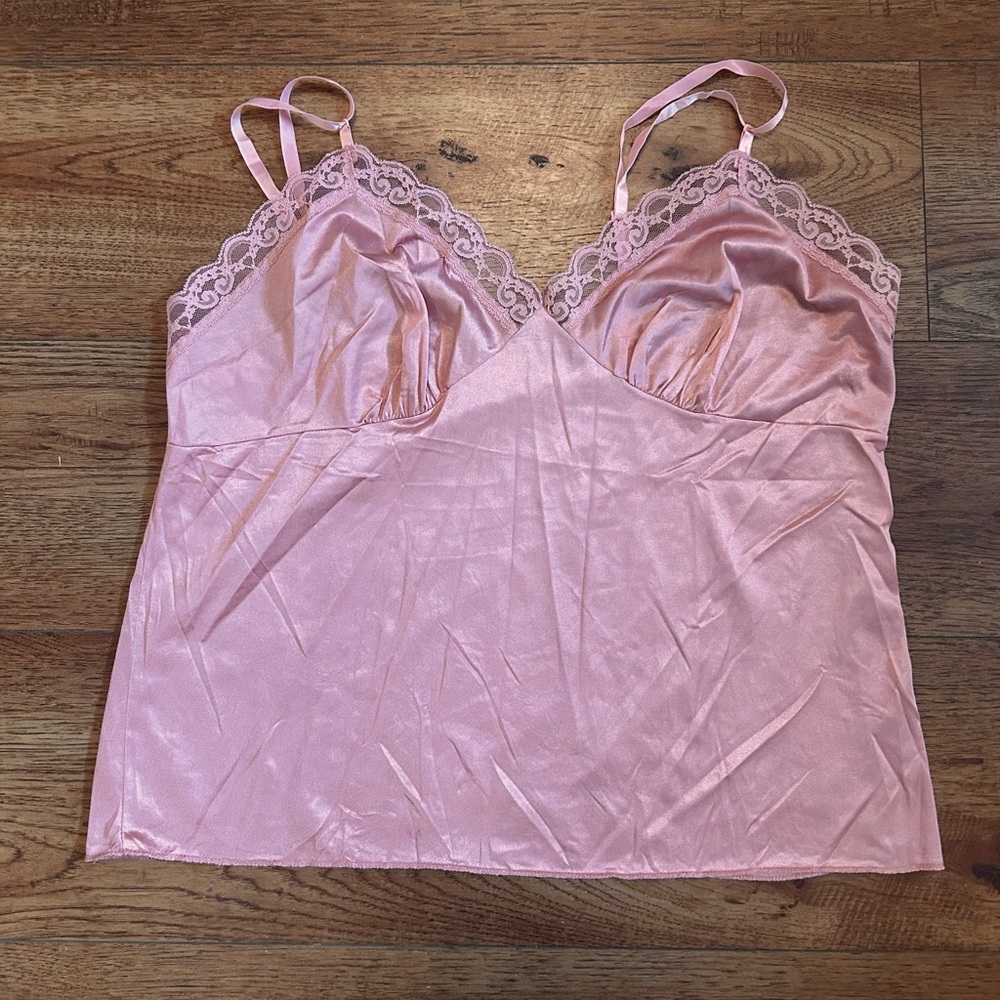 VINTAGE Blush Pink Camisole Lace Trim